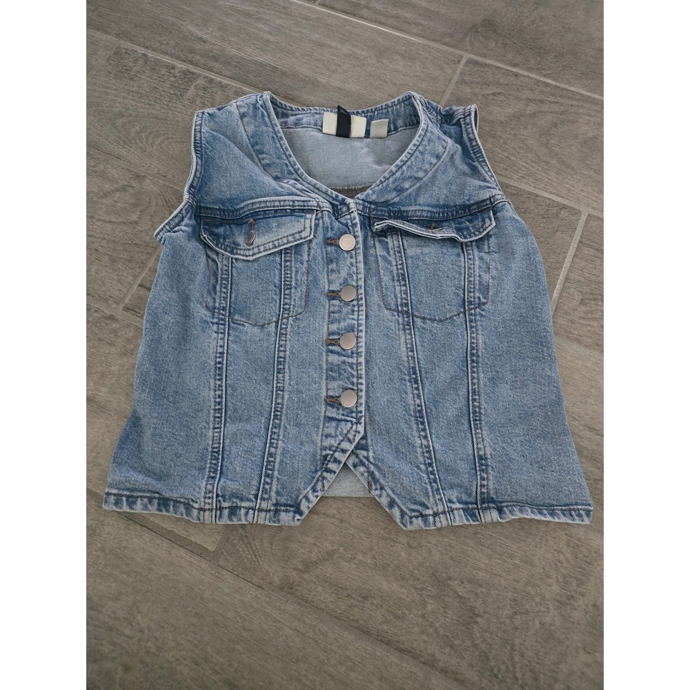 Universal Thread Womens Denim Vest Light Wash Button Front Blue XS